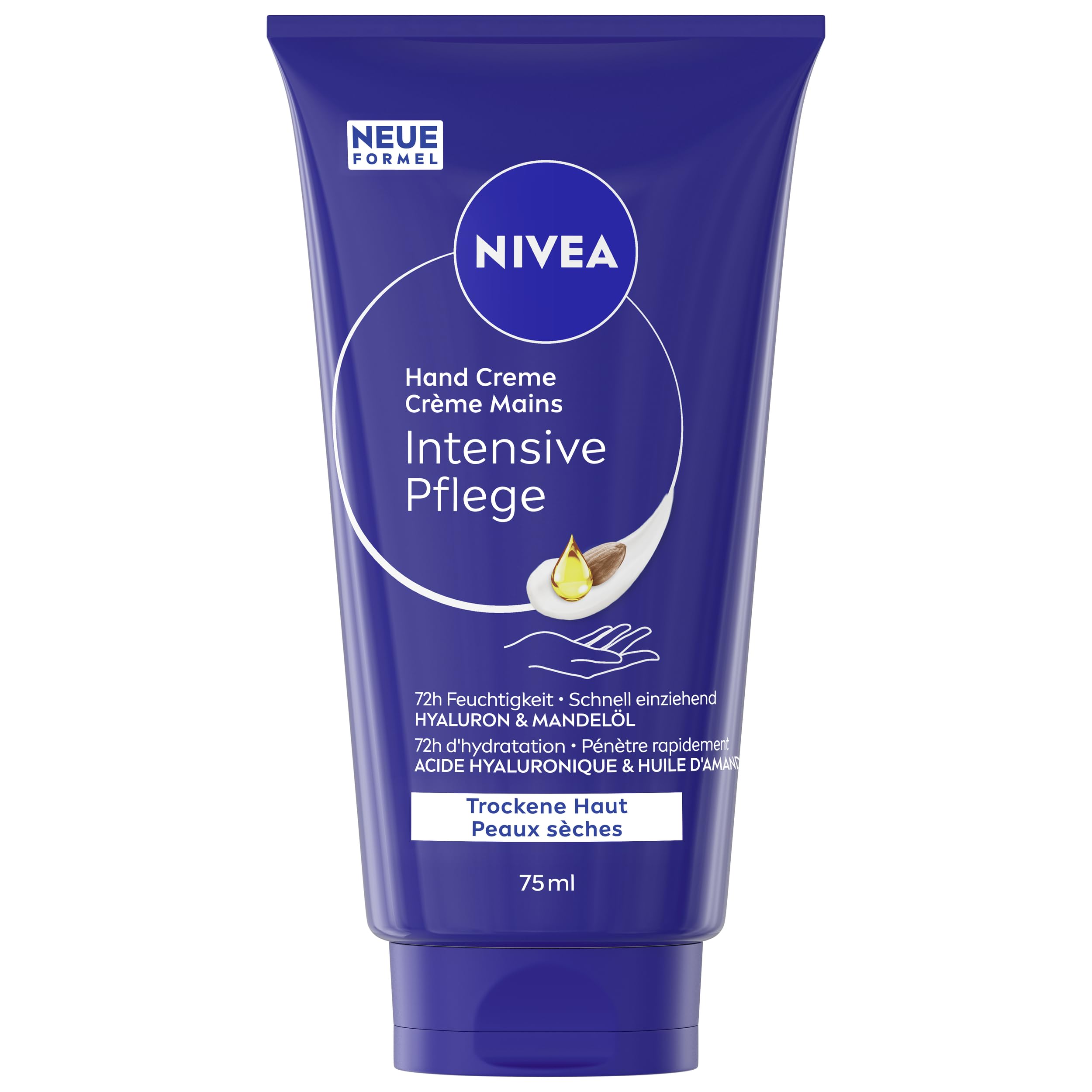 NIVEA Intensive Pflege Hand Creme, reichhaltige Hautcreme mit Mandel-Öl für intensive Feuchtigkeit, Handpflege mit dem einzigartigen NIVEA Duft (75 ml)