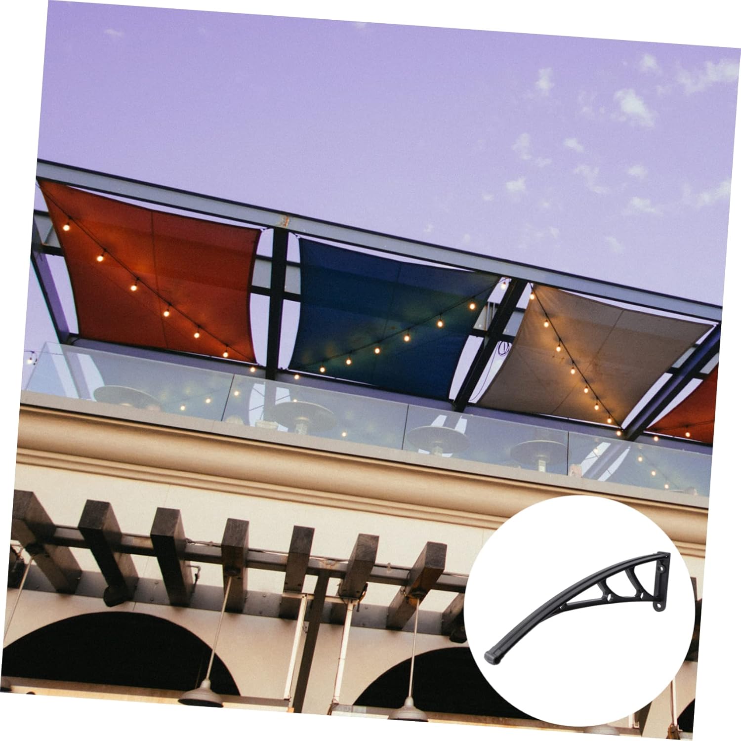 Outdoor Rain Awning Support Bracket Slot Black Holder for Sunshade Rain Cover Durable Design for Easy Installation Replacement