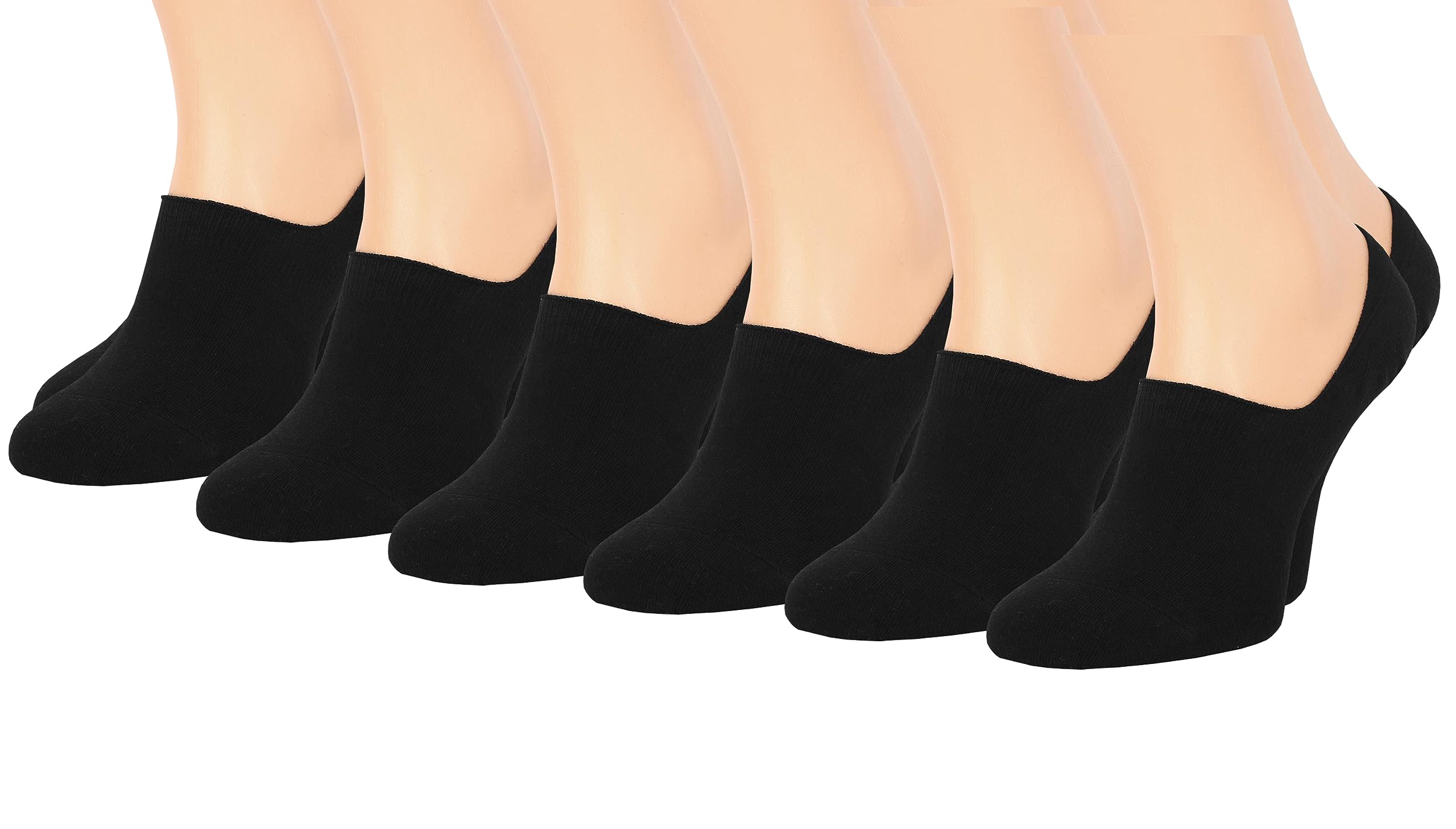 MARILYN Męskie skarpety do sneakersów, niewidoczne, antypoślizgowe, krótkie, czarne, bawełniane, antypoślizgowe, 6 par | czarny, 39-42 EU