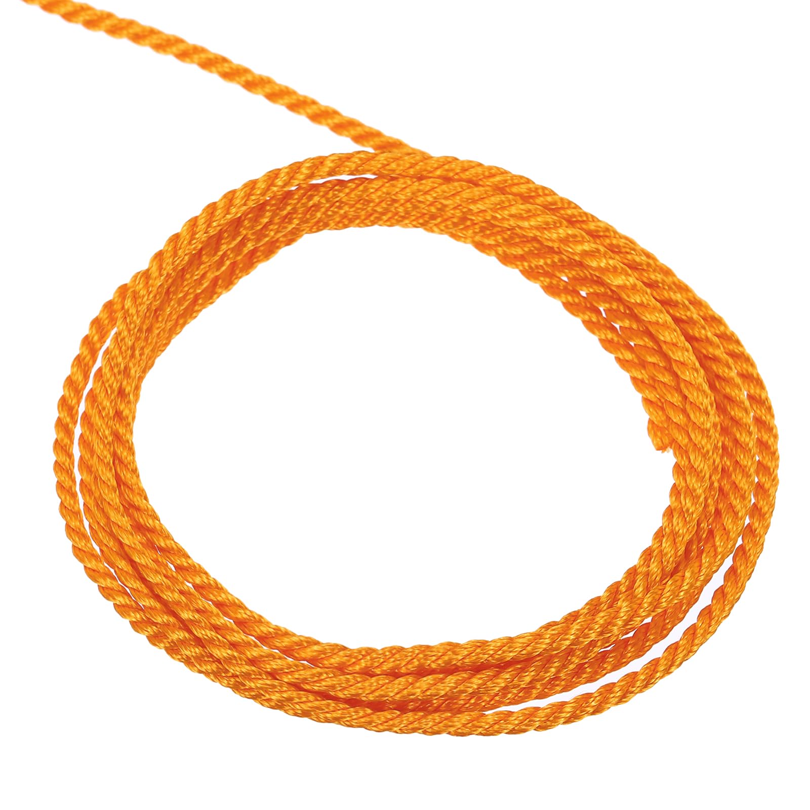 sourcing map Twisted Cord Trim, 11 Yard 1mm 3-Ply Twine Braided Rope Shiny Thread String for Craft Gift Bag Curtain Christmas Decor, Orange - 10m