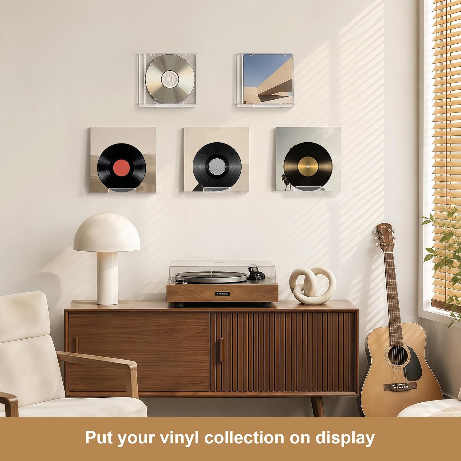 6 Pack Clear Vinyl Record Shelf Wall Mount, 4 Inch Acrylic Vinyl Holder image 2
