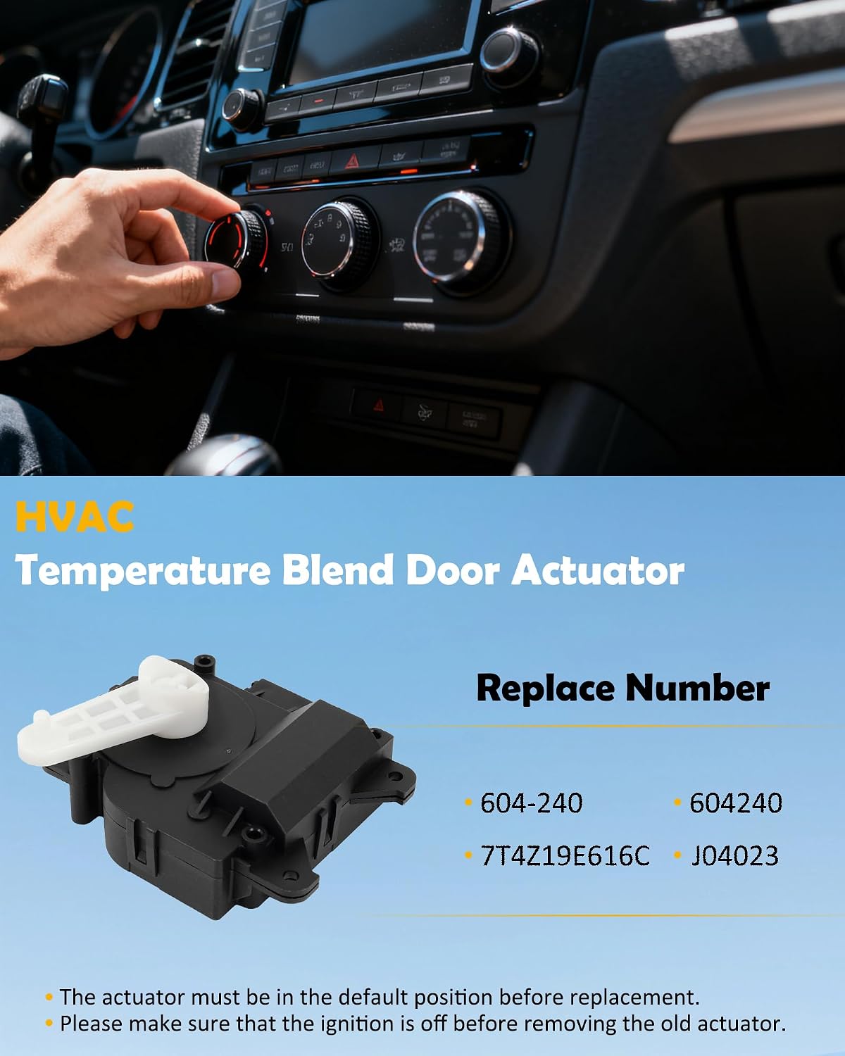 604-240 HVAC Heater Blend Door Actuator Compatible with 2007 2008 2009 2010 2011 2012 2013 2014 2015 Ford Edge 2007-2015 Lincoln MKX Right Main - Temperature Passenger Side Replaces# 7T4Z19E616C