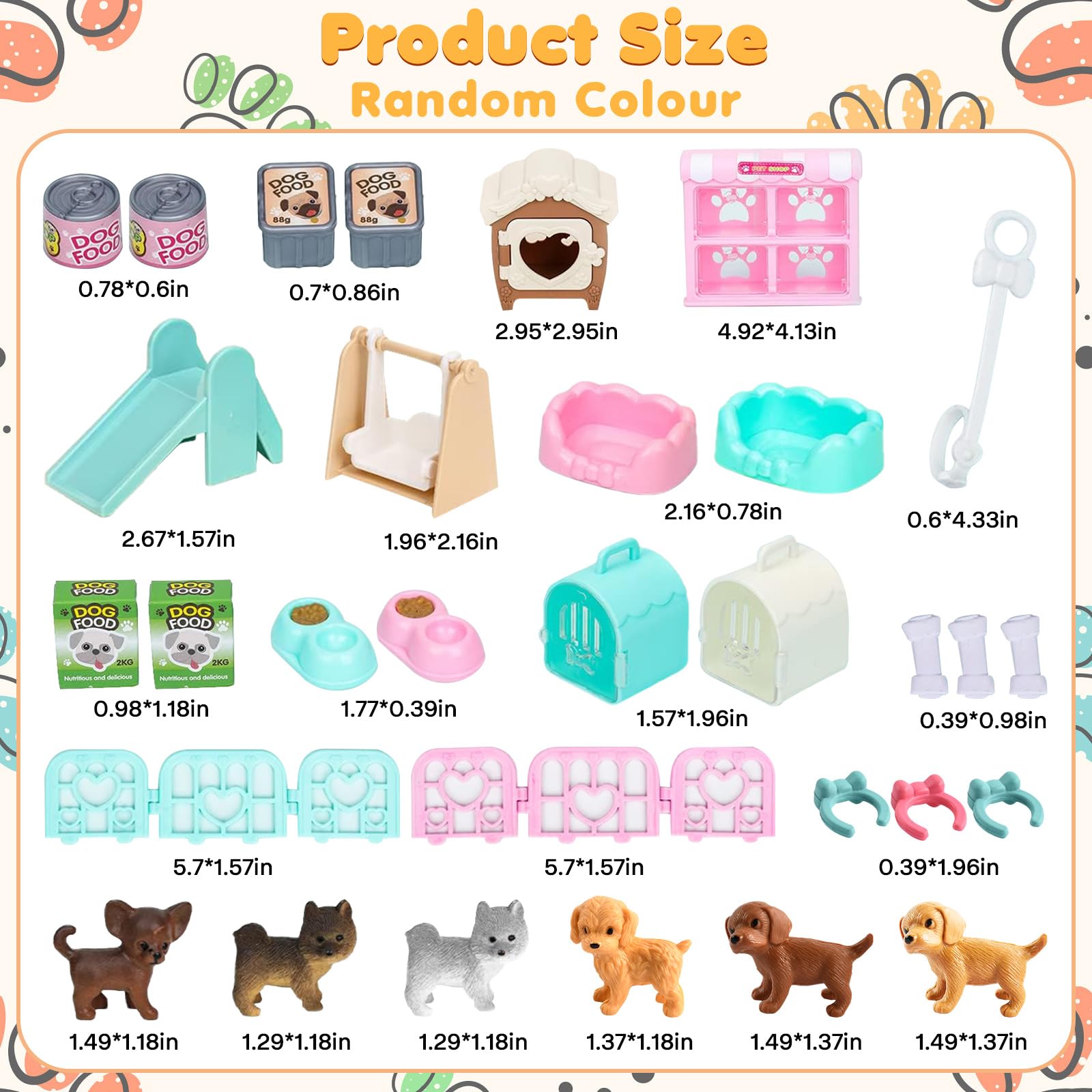 27 Pezzi Mini Figurine di Cani, Cane in Miniatura Figurine di Cuccioli Realistici, Accessori Casa delle Bambole in Miniatura Canile Altalena Miniatura Scivolo per Micro Decorazione Paesaggistica