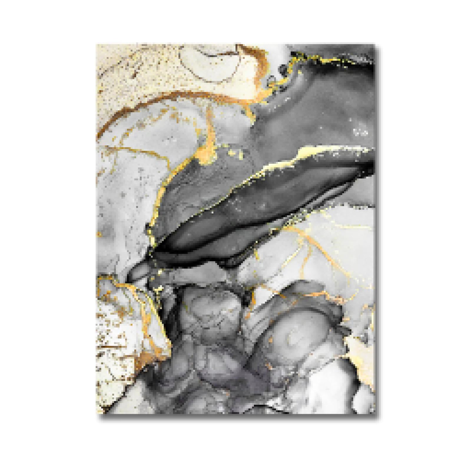 Pintura abstracta de tinta nórdica, carteles de mármol negro dorado, impresiones en lienzo, arte de pared, impresiones en lienzo, imágenes para sala de estar, 80x100cm (31"x39") x3 con marco negro