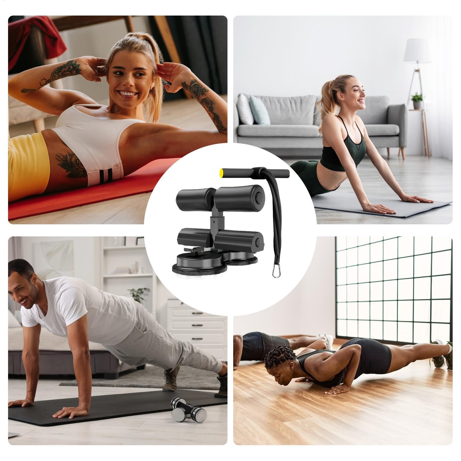 Sit Up Machine per addominali, supporto regolabile con ventosa, supporto da pavimento, attrezzo per allenamento addominale, macchina da pavimento per esercizi in palestra a casa