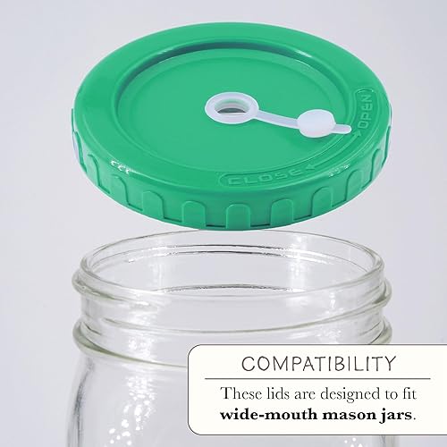 Miniatura 4 de Elementi Juego de 2 tapas de fermentación - Kit de fermentación para frascos Mason de boca ancha, chucrut, esclusas de aire para tapas de