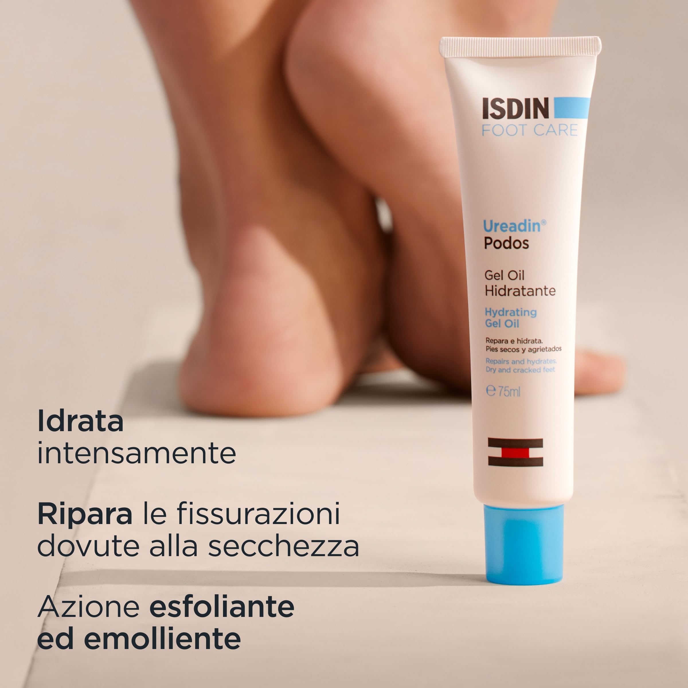ISDIN Ureadin Podos (75 ml) | Gel Olio Idratante con 10% Urea | Ripara e Idrata i Piedi Secchi e Screpolati