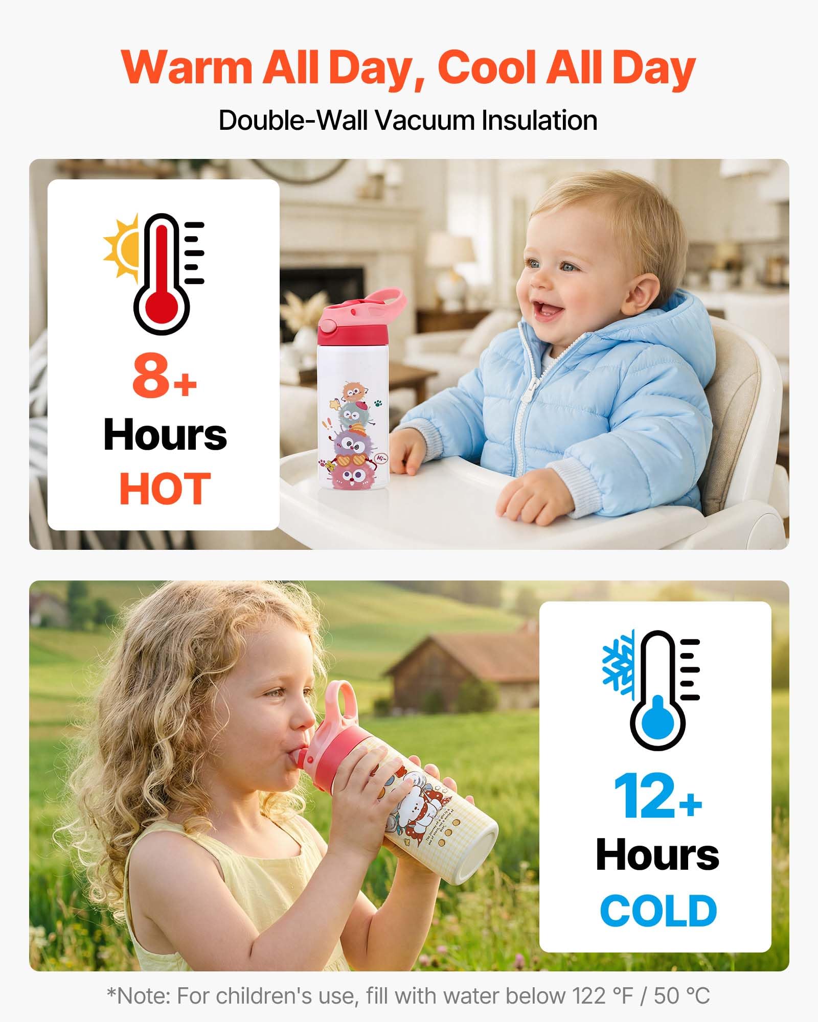 VEVOR Gobelet à Sublimation Vierge 12PCs 355 mL, Gourde Enfant à Personnaliser en Inox de Qualité Alimentaire, pour Personnalisation DIY, Bouteille Sublimable Isotherme à Double Paroi Isolée