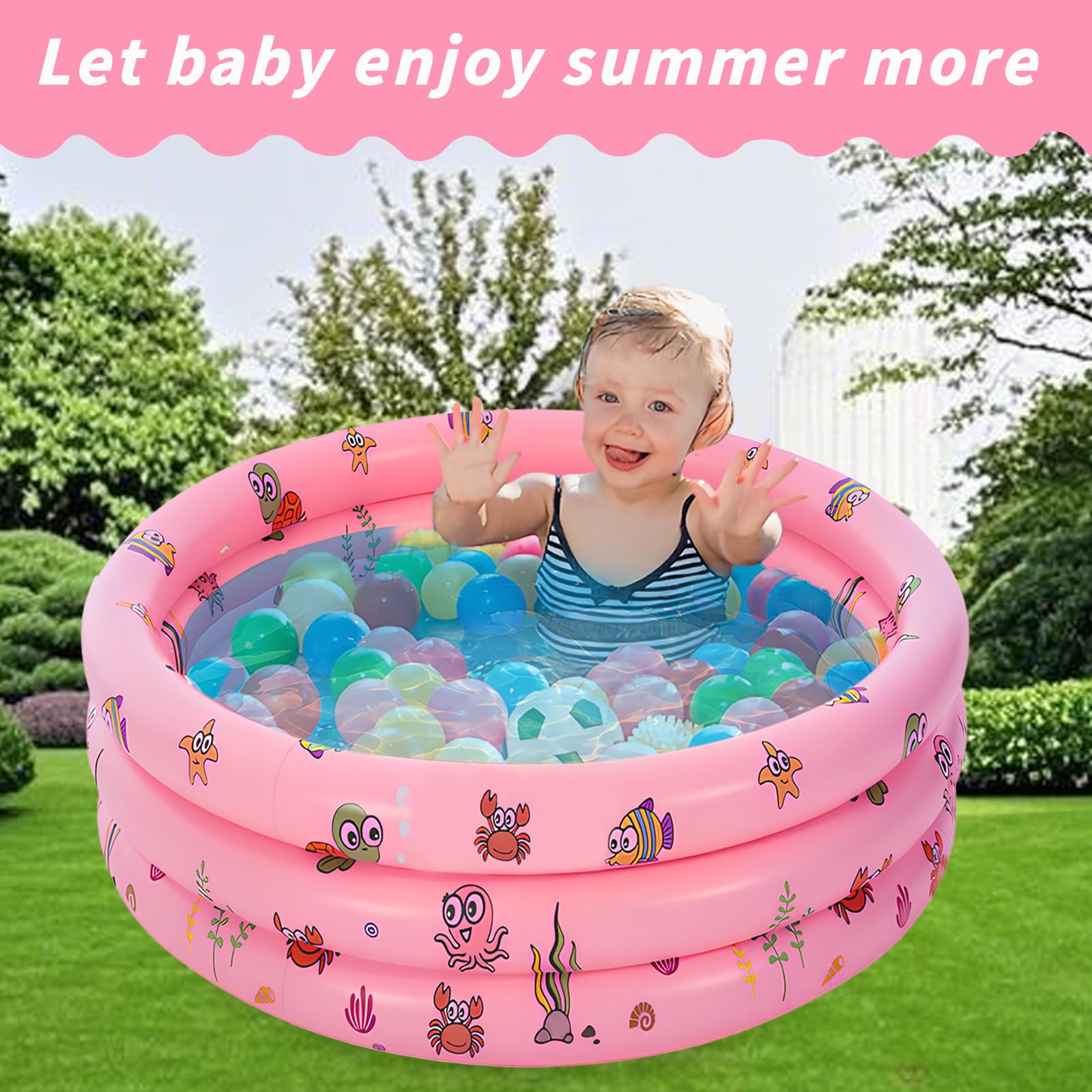Piscina Hinchable Redonda De 90x22 Cm Para Bebés Y Niños – Verano Interior Y Exterior, PVC Sin BPA, Fácil De Inflar