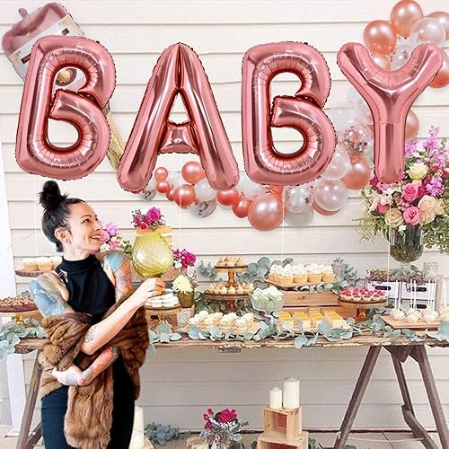 Miniatura 5 de TONIFUL Globos grandes de 40 pulgadas de oro rosa con la letra A, globos gigantes del alfabeto, globos grandes de Mylar para decoración de fiestas