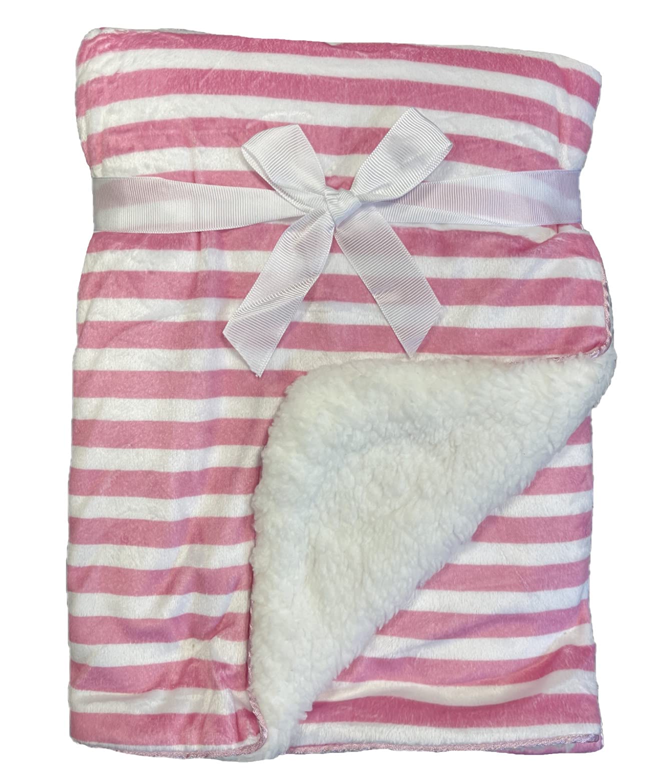 E&A Distribution Limited Baby Blanket for Newborn Soft Warm Fleece Blanket- 75x100cm- Pram cot moses bed car seat blanket- Stripes Pink Baby Girl blanket