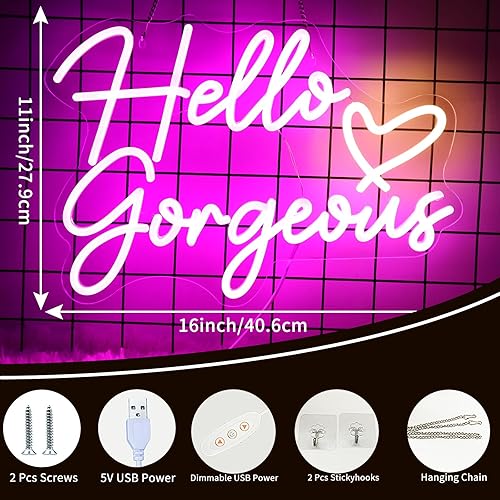 Miniatura 6 de Letreros de neón con luces LED de neón con texto en inglés "You're Like Really Pretty ", letreros de luces de neón para decoración de interiores,