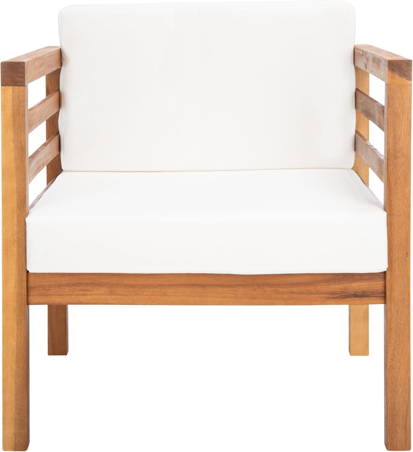SAFAVIEH Outdoor Collection Kinnell Natural/Beige Cushion Accent Arm Chair