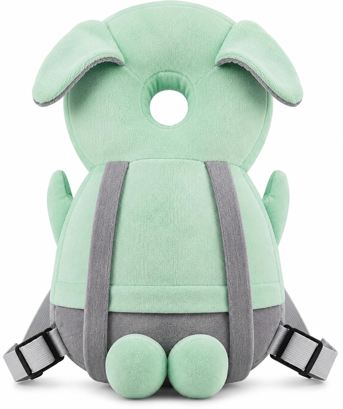 Baby Head Protection Backpack, Elephant Design, Mint Green | Toddler Safety Cushion, Adjustable Harness, Soft Plush Material, Fall Protection, Walking Learning Aid-image-20
