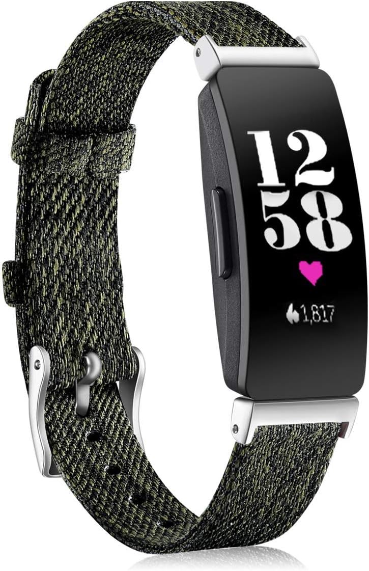 Maledan Woven Bands Compatible with Inspire HR and Inspire and Inspire 2 Fitness Tracker for Women Men, Small, Dark Green