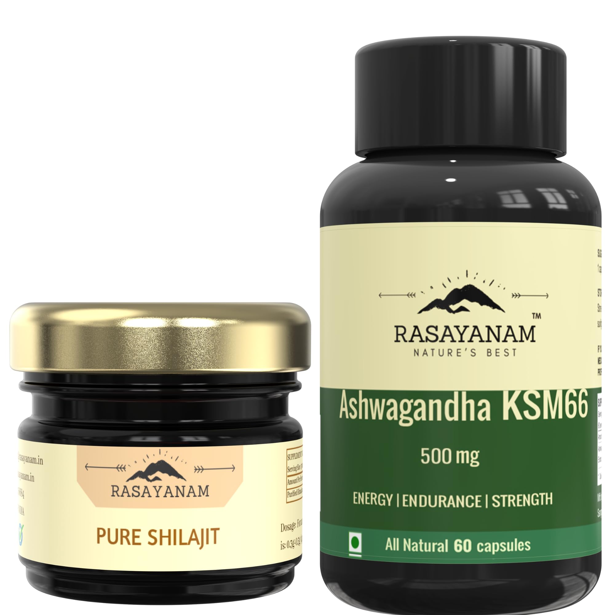 Rasayanam Ashwagandha KSM-66 (500 mg) and Pure Original Himalayan Shilajit Resin 20g | Natural Formulation | For Men & Women - Pack of 2 (B0CB7Y1QX7) Amazon Price History, Amazon Price Tracker