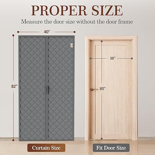 Miniatura 59 de Yotache Cortina magnética para puerta con aislamiento térmico para puertas de 36 x 96 pulgadas, tamaño de la cortina de 38 x 98 pulgadas, resistente