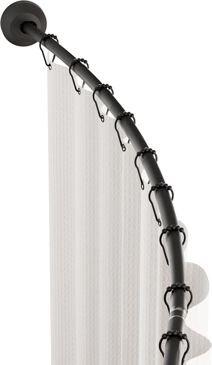 Curved Tension Shower Curtain Rod, Matte Black