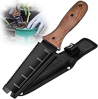 Vista 1 de Hori Hori Garden Knife, Garden Tools with Sheath, 6" Stainless Steel Blade with Cutting Edge, Full-Tang Walnut Ergonomic Wood Handle with Hanging