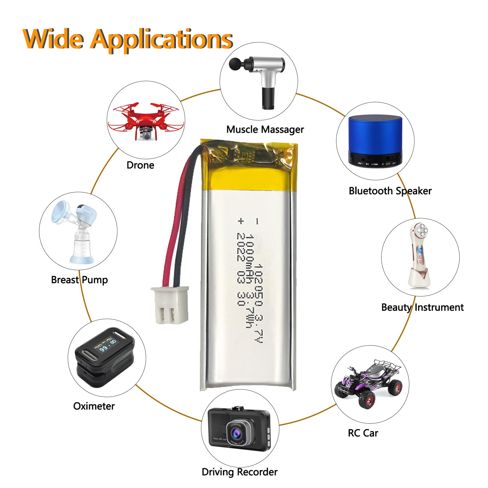 Amazon | リチウムポリマーバッテリー 3.7V 1000mAh 102050 Lipo 充電