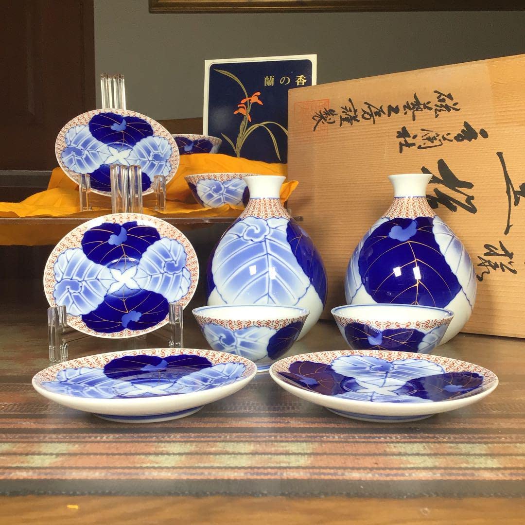 Amazon | 香蘭社 磁藝工房 『秋海棠』 お猪口 受け皿 4組 徳利 2本 