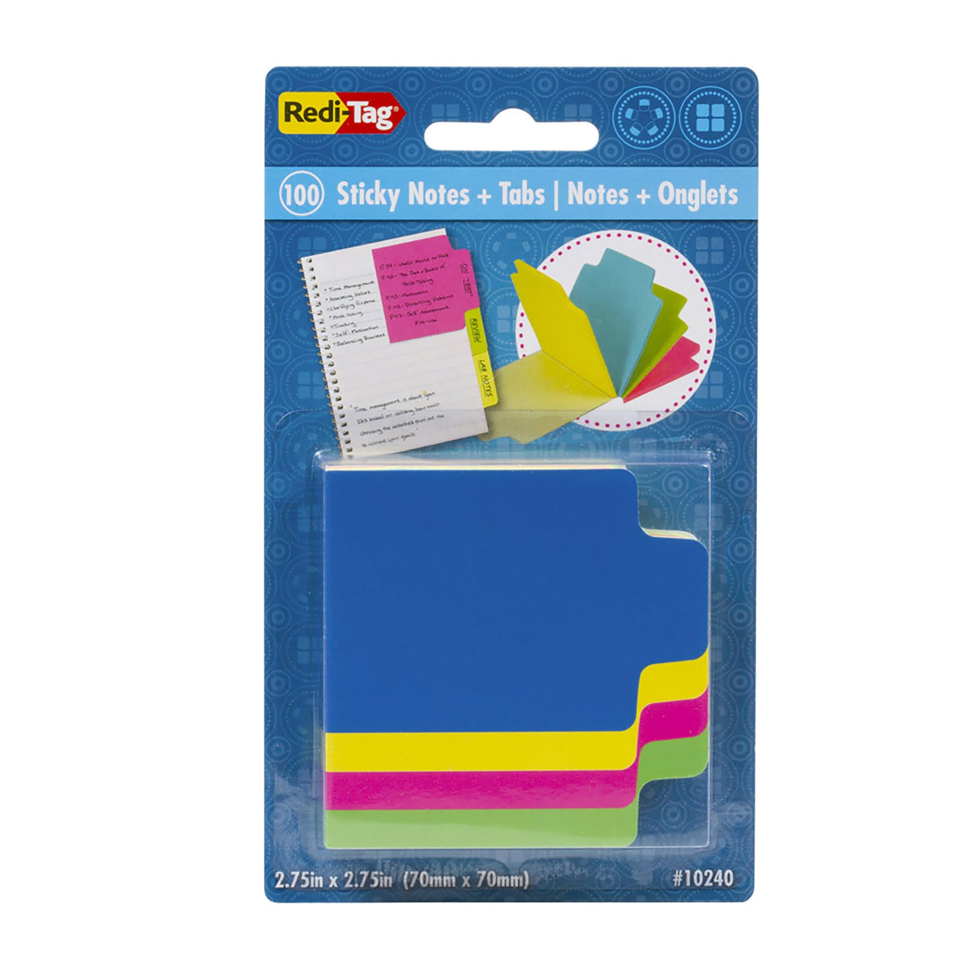 Redi-Tag Mini Neon Divider Notepad, 100 Tabbed Sticky Notes, 4 Neon Colors, 2.75 Inch Square, 1 Pack (10240)
