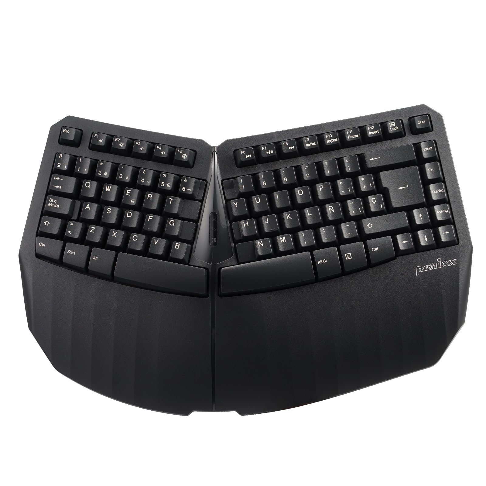 Perixx PERIBOARD-613B Mini tastiera ergonomica wireless con doppia modalità 2.4G e Bluetooth, compatibile con Windows 10 e Mac OS X System, Nero, Layout spagnolo