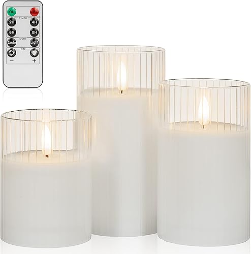 Miniatura 81 de Angelloong Velas parpadeantes de cristal transparente, sin llama, funcionan con control remoto y baterías, velas LED con temporizador, románticas