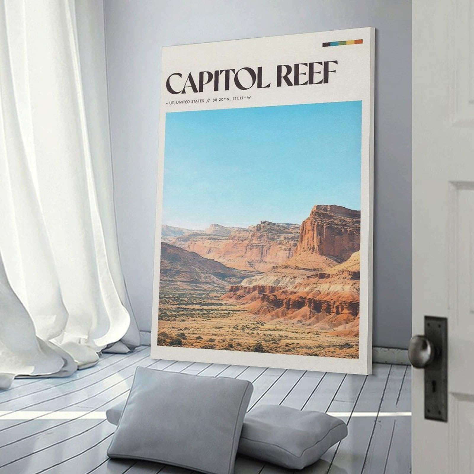 Junmoney Capitol Reef National Park Landscape Canvas Wall Decor, 24x36inch(60x90cm), for Bedroom, Guest Room Or Reading Nook, Canvas Wall Decor for Personal Spaces