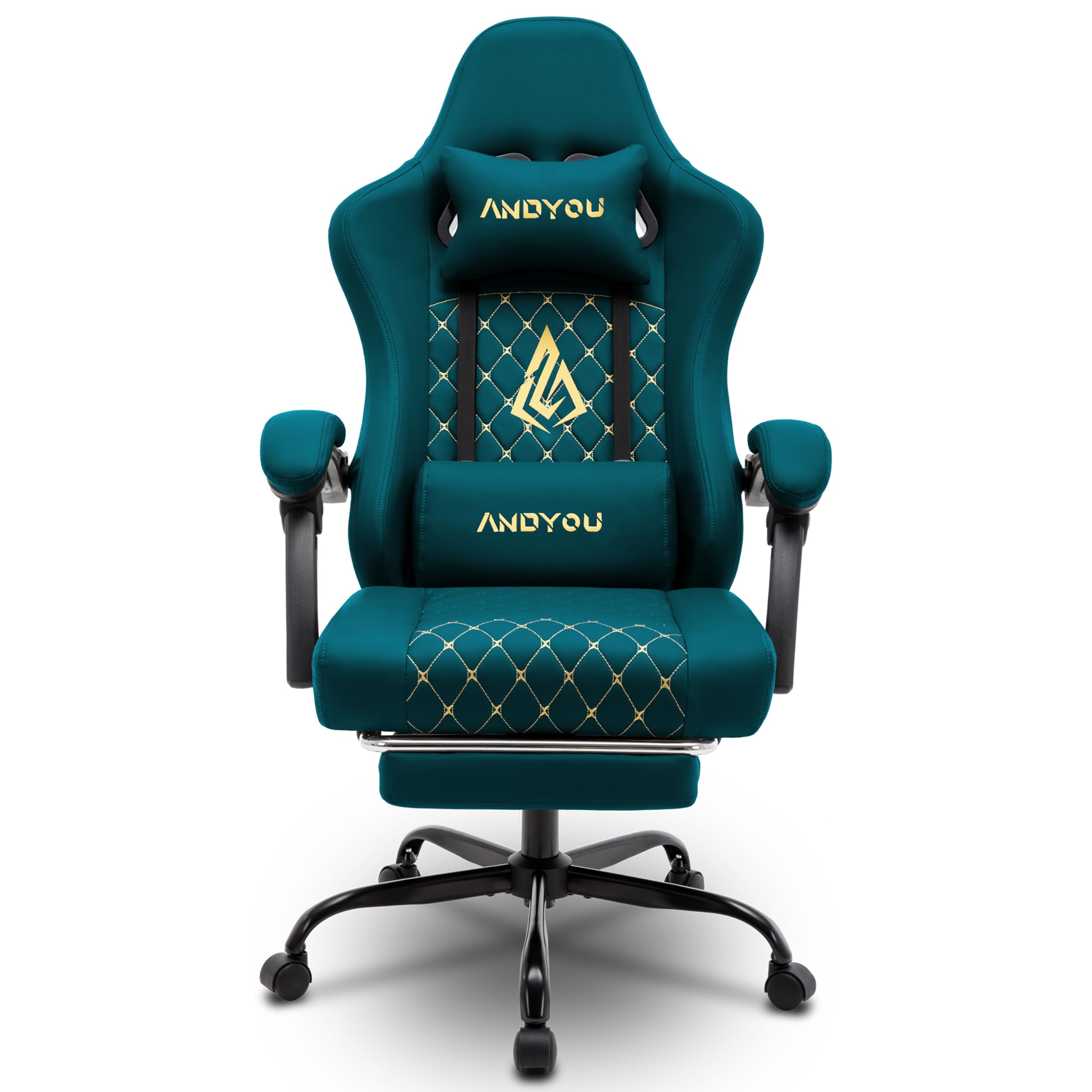 Andyou Silla Gaming Ergonómica Profesional con Soporte Lumbar - Silla Gamer para Adulto, Giratoria y Reclinable con Reposapiés Ajustable y Tela Transpirable, Soporte 150 kg para Oficina y PC