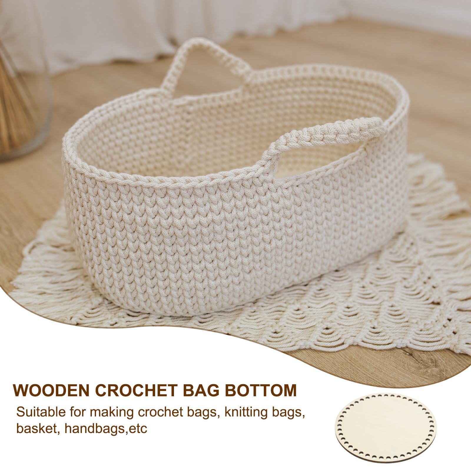 4 Basi In Legno Per Cesti All'Uncinetto 15x10cm - Fondi Ovali Per Fai Da Te E Decorazione - Foto 5