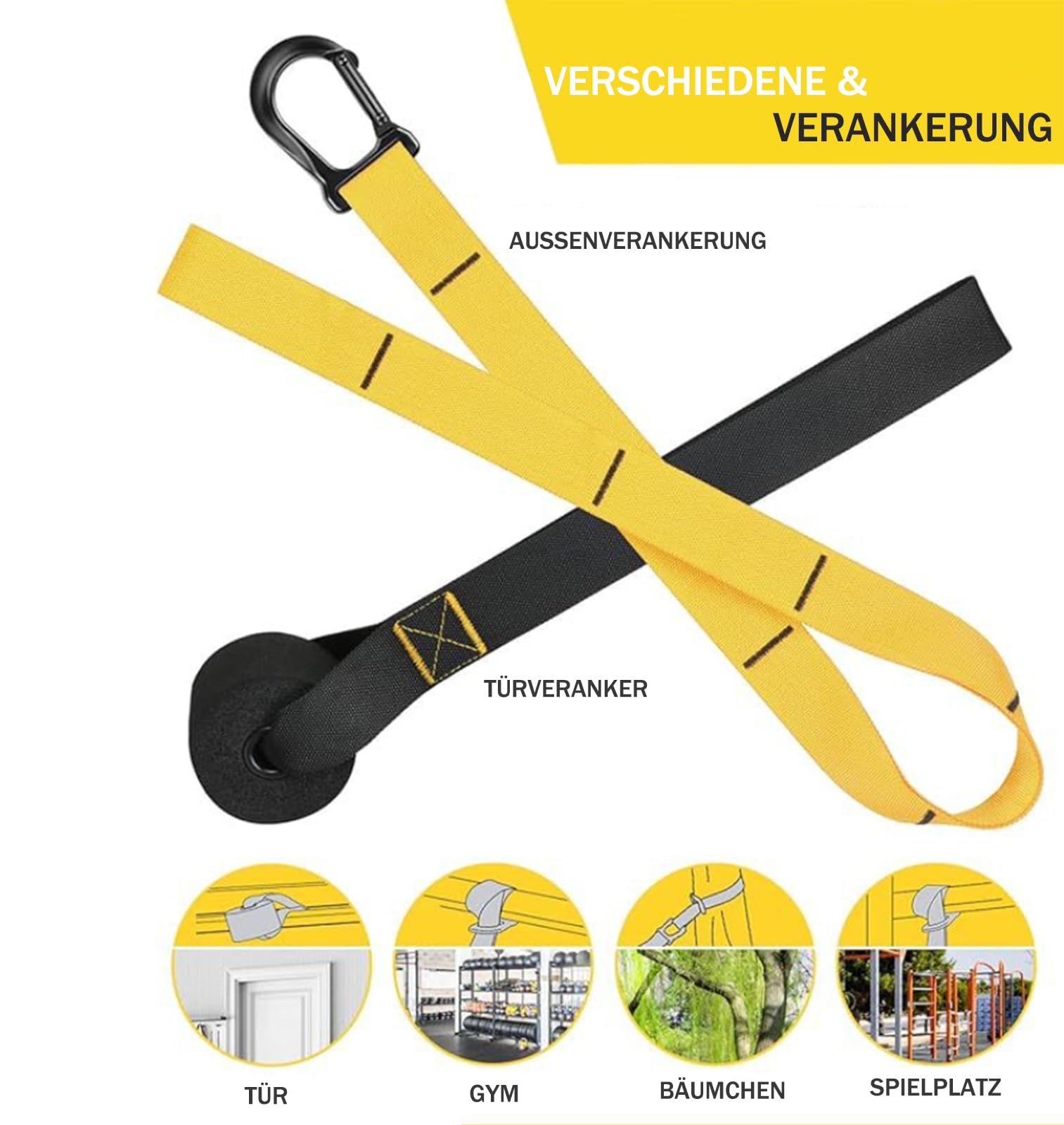 Bandas de entrenamiento de suspensión TRX1P - Correas de resistencia resistentes con nailon de alta resistencia, mosquetones de acero resistentes y ajustadores de bloqueo de barril, seguras