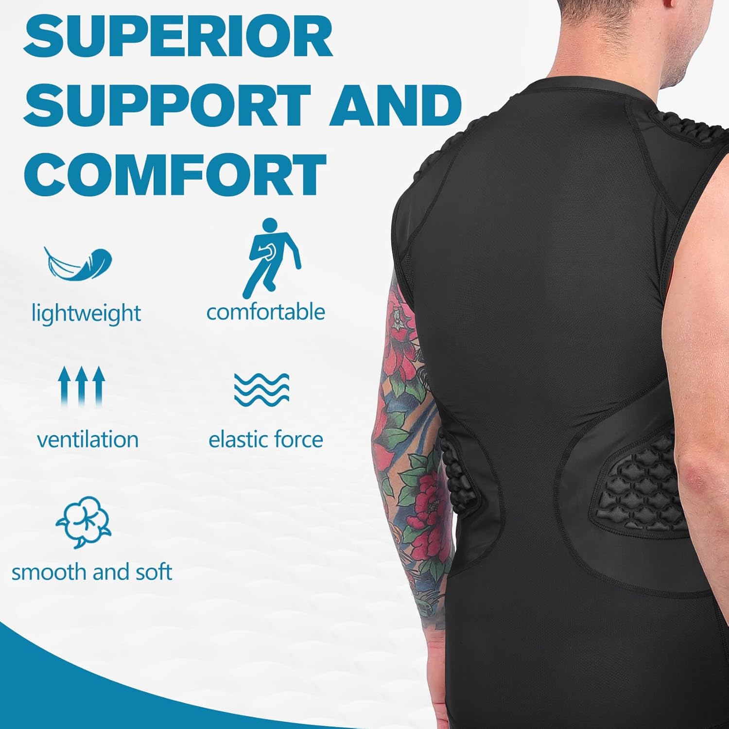 TUOY Adult Rib Chest Protector, New Version - Padded 5 Pads Baseball Football Lacrosse Rib Heart Sternum Guard