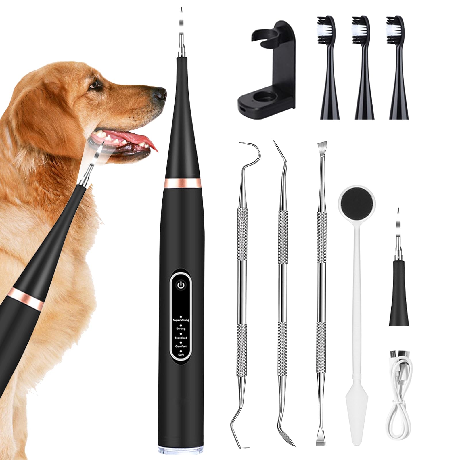 Limpiador Dental Ultrasónico para Perros - Elimina Sarro y Placa con Luz LED, Limpiador Mascotas