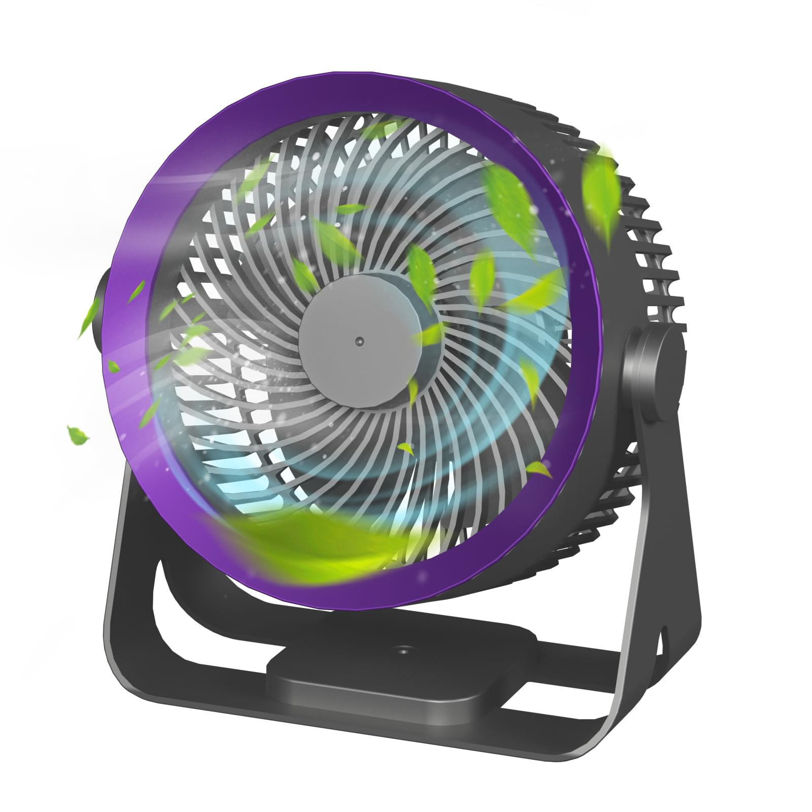 Ventilatore da tavolo elettrico senza fili portatile silenzioso con circolazione d'aria a 3 velocità per casa, ufficio, camera da letto, dormitorio, viaggi, campeggio, raffreddamento a soffitto a