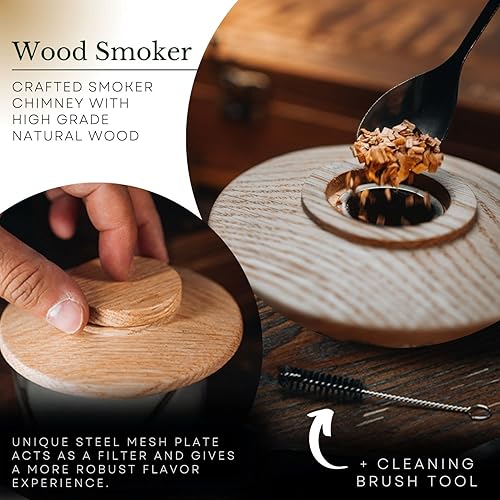 Miniatura 5 de RONYX Kit de ahumador de cóctel con antorcha – Juego de ahumador de cóctel de 13 piezas – Kit de ahumador antiguo para hombres – 4 sabores de