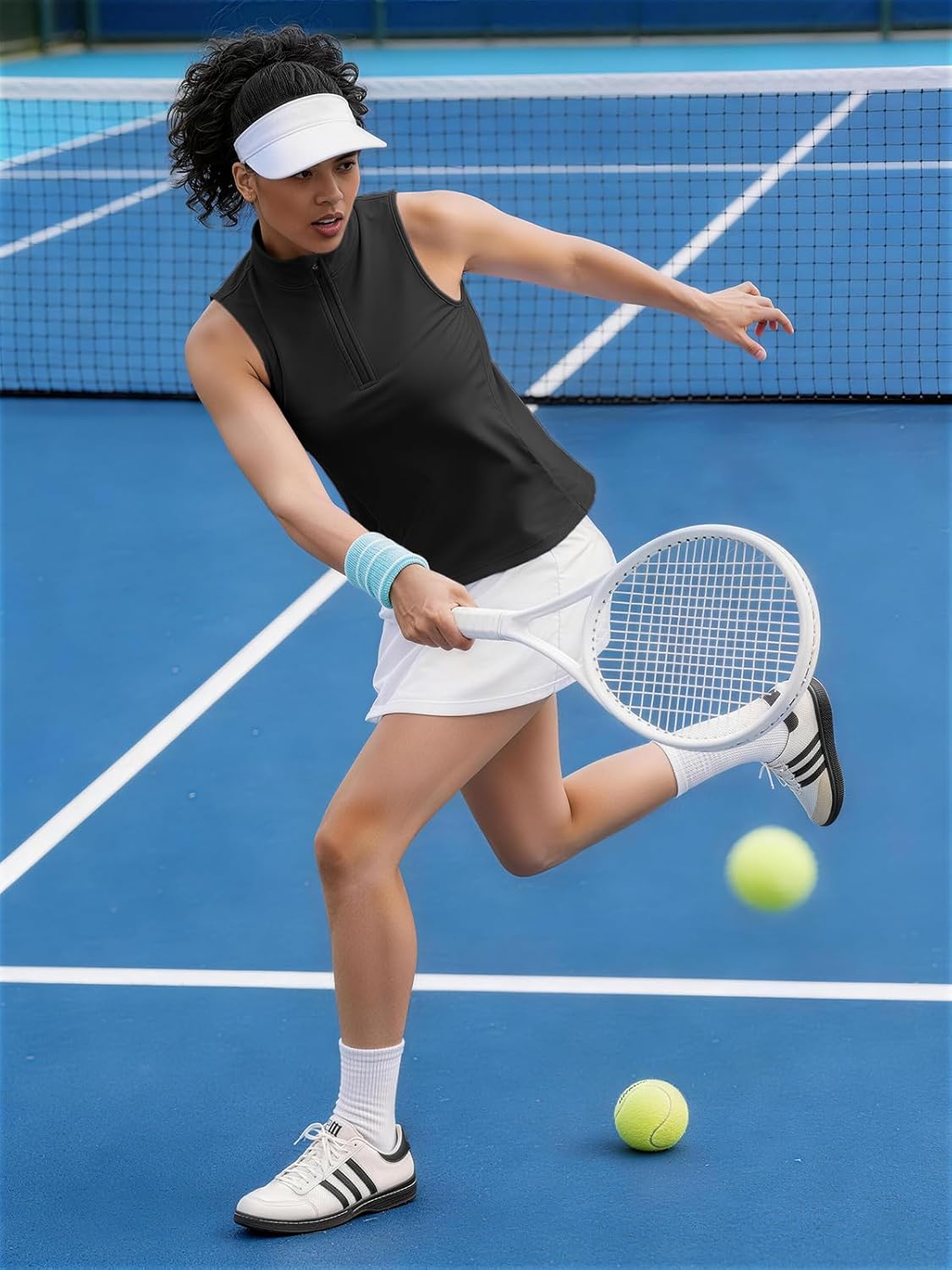 Outfeel Women's Sleeveless Tennis Pickleball Golf Polo Shirt with 1/4 Zip, Quick Dry UPF50+ Breathable Mesh Back Sport Shirt