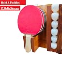 BEEWIBE Wall-Mounted Ping Pong Paddle Organizer Rack – Wooden Table Tennis Racket & Ball Organizer Display Stand for Holding 8 Paddles and 12 Balls gallery image