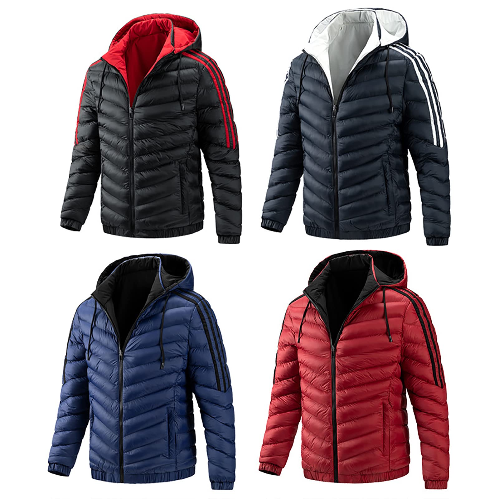 Generic Męska kurtka puchowa, lekka kurtka pikowana, funkcjonalna kurtka izolacyjna, kurtka funkcyjna, kurtka termiczna outdoorowa, kurtka rekreacyjna, wiatrówka z kapturem, blue, M