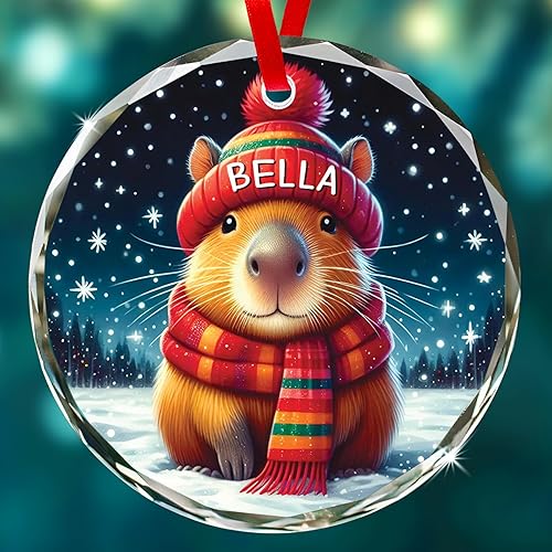 Miniatura 17 de Adorno de cristal de jirafa con nombre personalizado, regalo de adorno de Navidad personalizado para amantes de las jirafas, adornos de Navidad