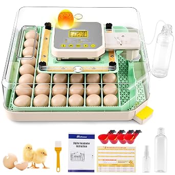 Sailnovo 48 Egg Incubator for Hatching Eggs with Auto Egg Turning, Precise Temp & Humidity Control, 360Viewing, Egg Candler, Incubator for Chicken Eggs/Duck/Quail,Ideal for Farm/School/Lab,Green