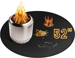 Large 52'' Fire Pit Mat for Solo Stove Bonfire | Double-Sided Fireproof | Waterproof | Oil-Proof | Easy to Clean | Bonfire Accessories | Round BBQ Mat for Solo Stove Accessories Deck Patio Lawn