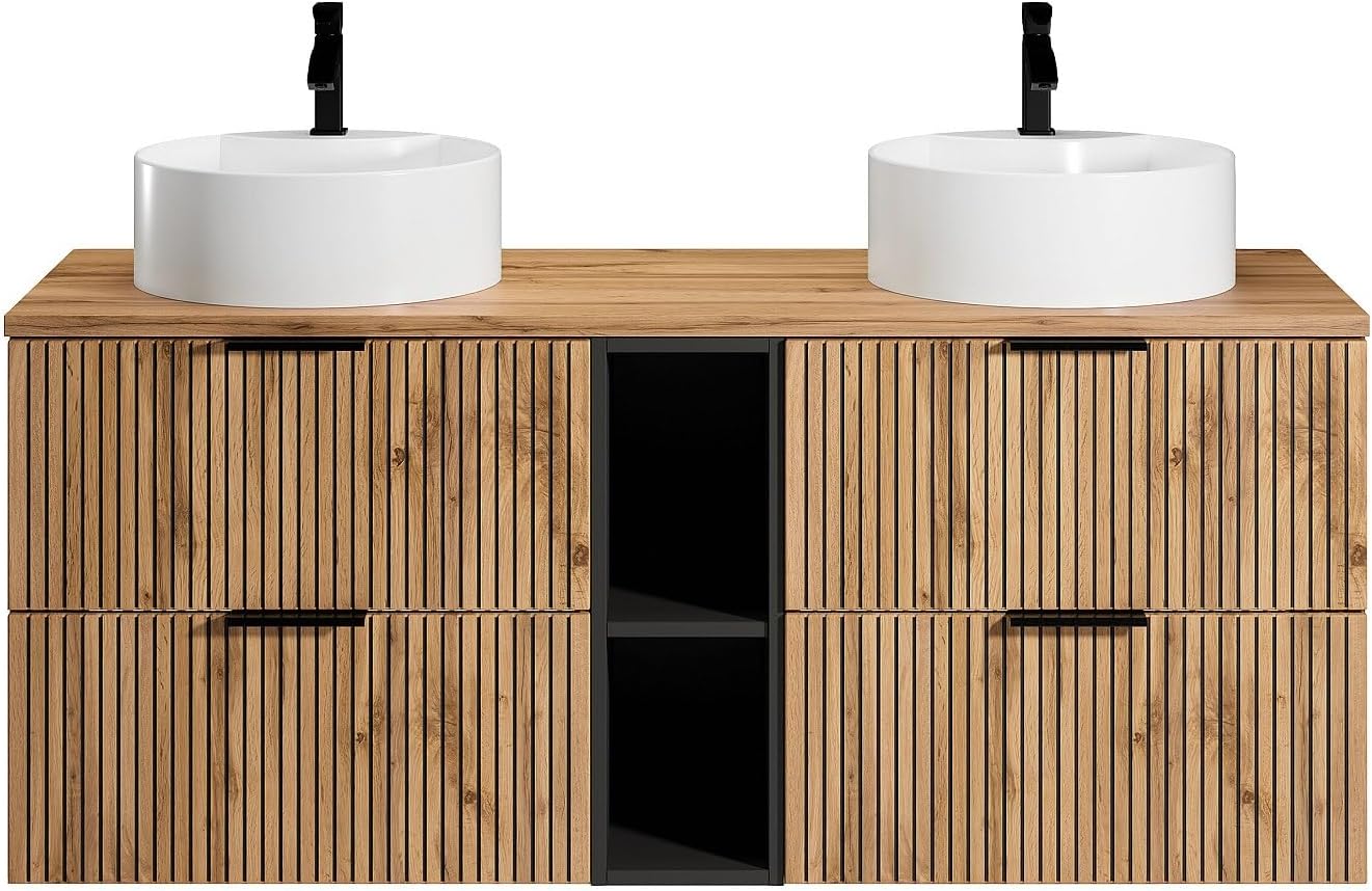Aghaidh view of the Vente-unique MADELA 140cm Double Bathroom Vanity