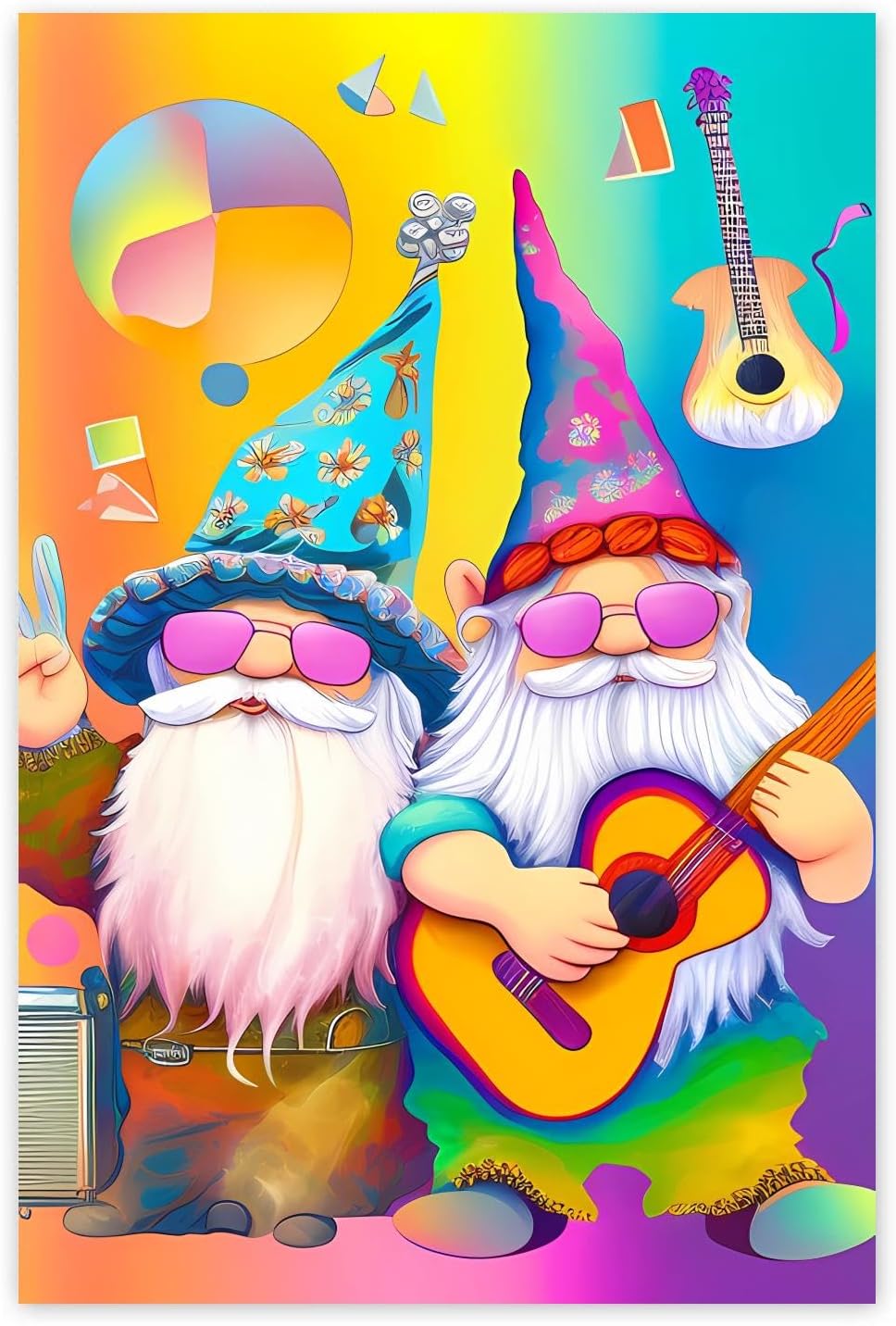 Gabbana Guitar Diamond Painting Kits Gnome Guitar, 5D DIY Full Circle Diamond Cross Stitch Kit for Adults, Bar Decoration and Relax Gift 12x18 Inch