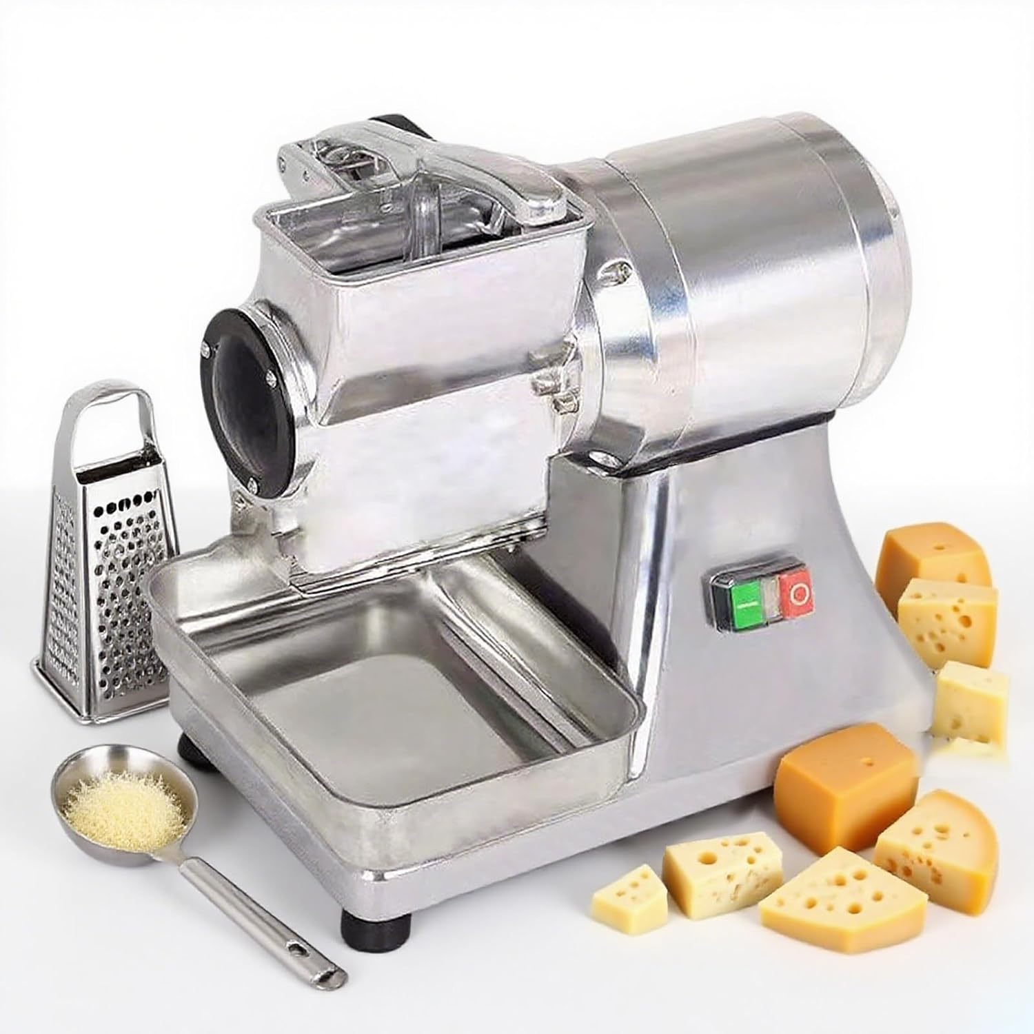 Electric Cheese Grater 550W Cheese Grinding Machine Heavy Duty Stainless Steel Crushing Barrel Food Grinder Commercial Pulverizer for