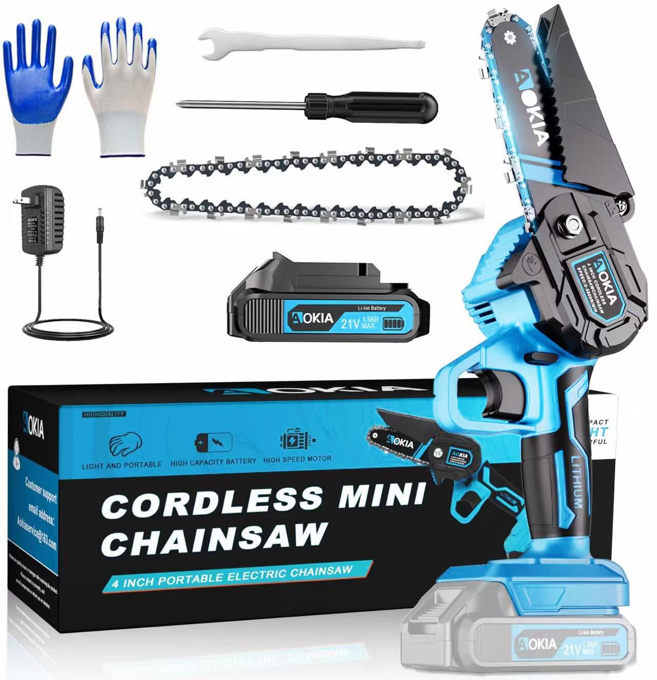 Mini Chainsaw, Portable Electric Chainsaw, Cordless, Small Hand Saw Battery Powered, Lightweight Branch Cutter for Yard, Home and Garden