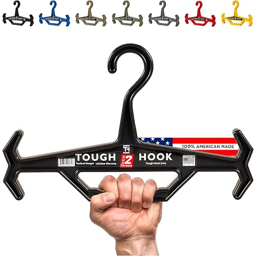 Tough Hook Original Heavy Duty Hangers – The Superhero of Hangers | American Made,Anti-Slip Premium Tactical Hanger for Police Gear, Scuba Gear & Dive BCD – DuraResin 200-lb Cap Wetsuit Hanger 1 Black