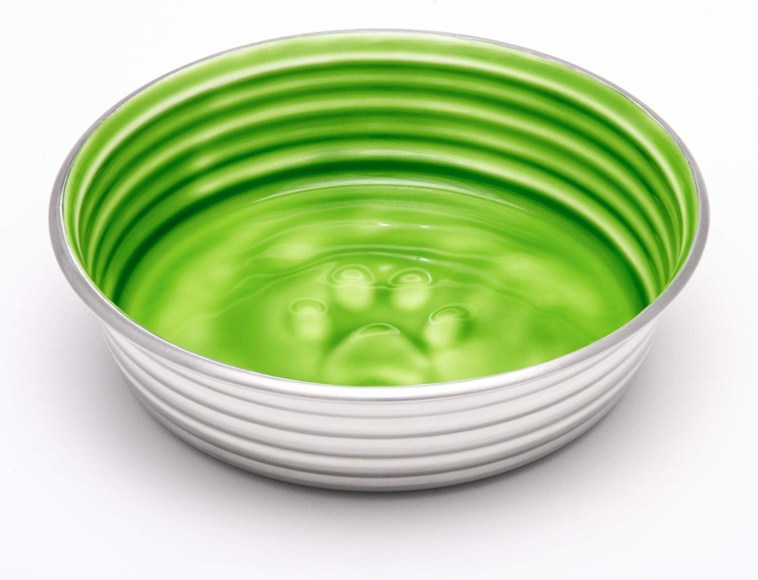 Loving Pets - Le BOL Dog Food Water Bowl Enamel Ceramic Bowl No Tip Stainless Steel Pet Bowl No Skid Spill Proof (Small, Chartreuse)