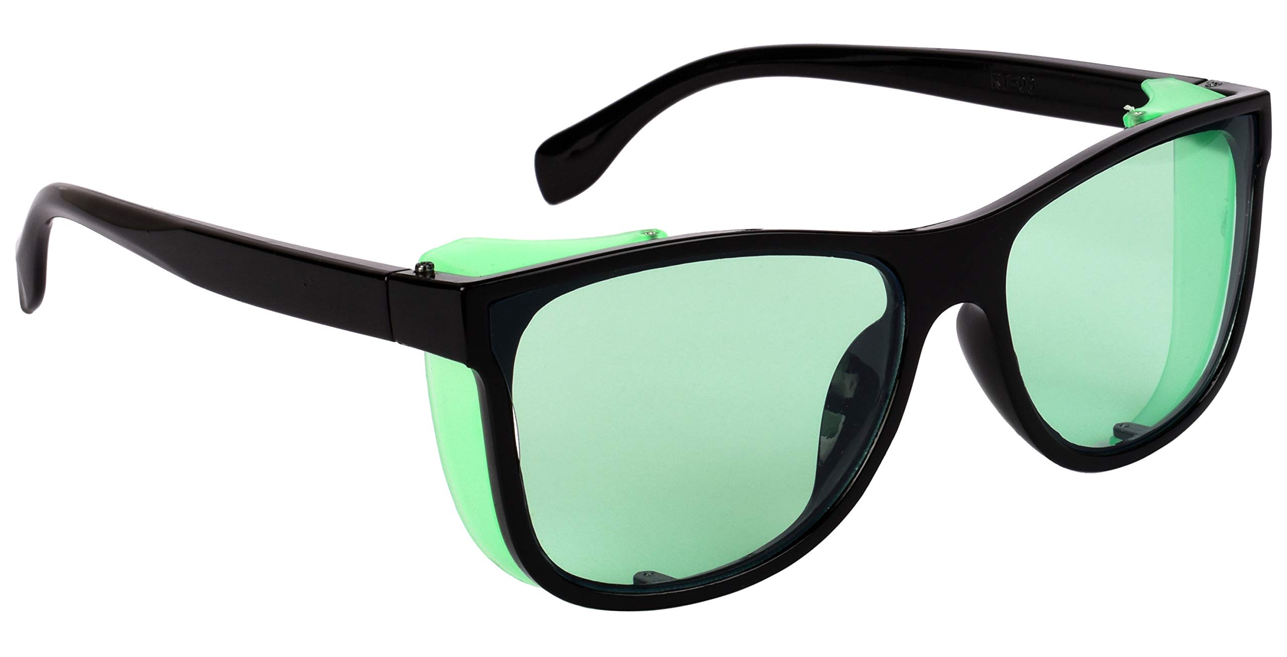 NuVew® UV Protected Rectangular Unisex Sunglasses with Foldable Side Shields - (Green Lens | Black-Green Frame | Medium Size | NW-SLD6B-29)