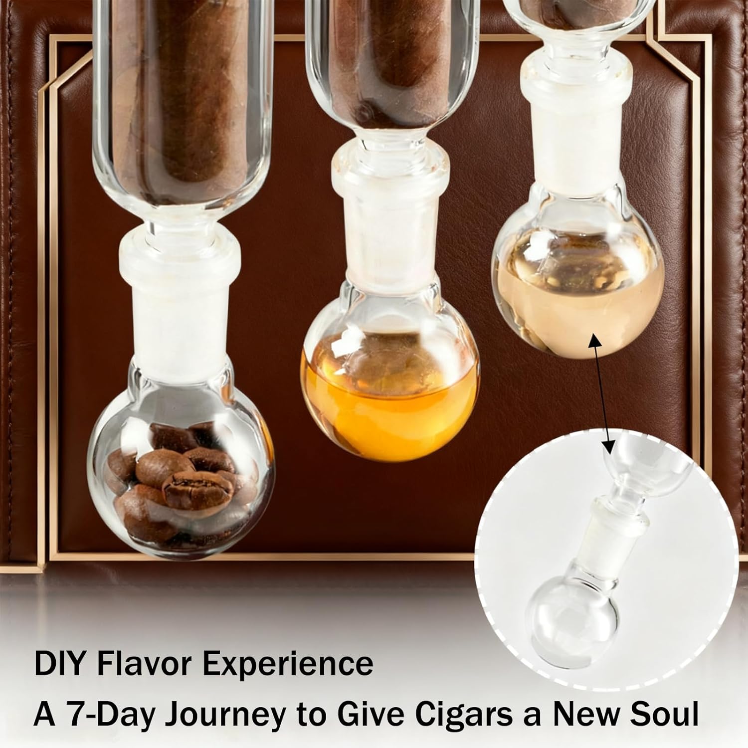 Cigar Humidor with Glass Tube, Portable Cigar Storage Case with Humidifier and Hygrometer Red Sandalwood Bracket for Freshness Preservation 10